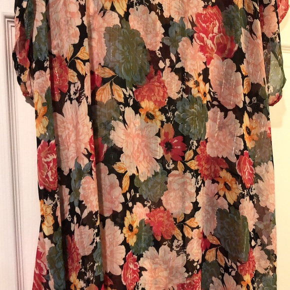 Beautiful Floral Plus Sheer Hi Low Top Size 3X Chacha Vente Unique - Picture 4 of 4